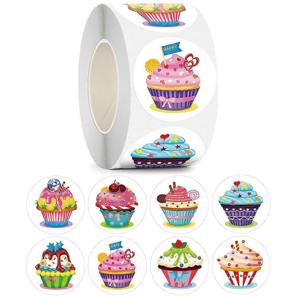 2 rolls of Cupcake Stickers Sticker Roll Self-adhesive