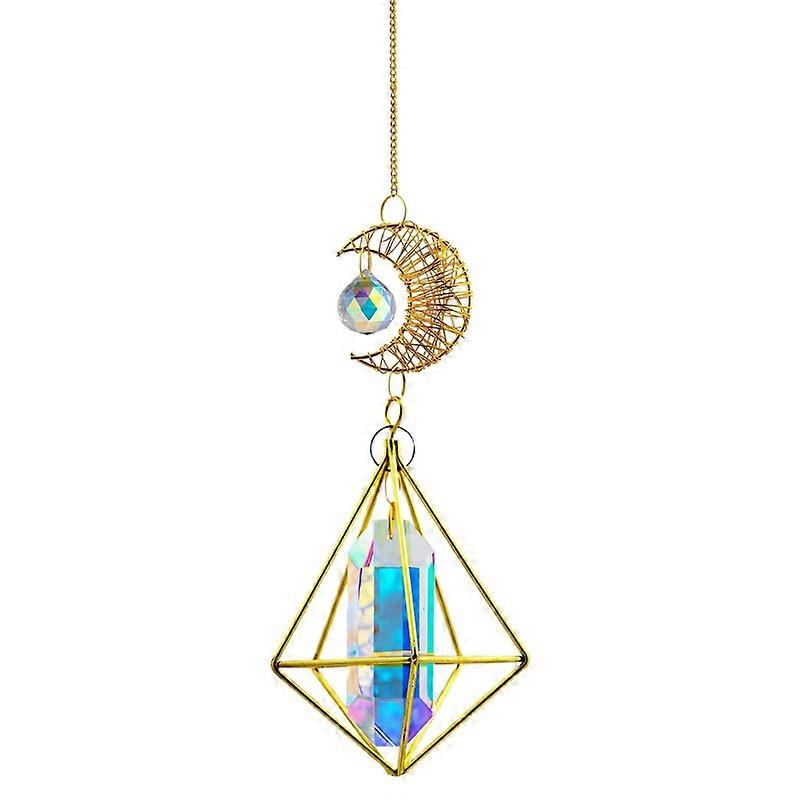 Sun Catcher Sparkling Well Reflected Moon Shaped Prisms Hanging Suncatcher Pendant Window Decor KAESI