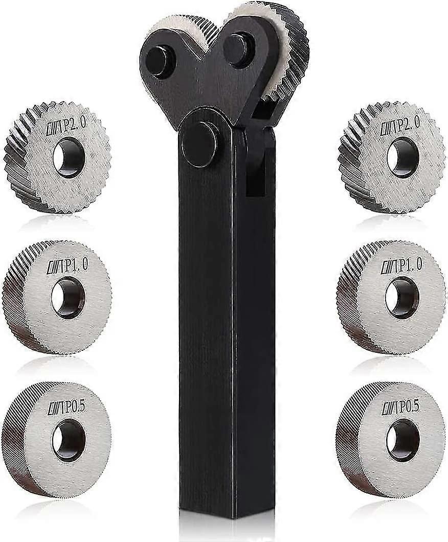 Knurling Tool Replaceable Steel Knurl Set With 0.5/1/2mm Diagonal Linear Knurl Wheel Anti-rust Knurling Tool Black Hardware Tools Knurling 7pcs