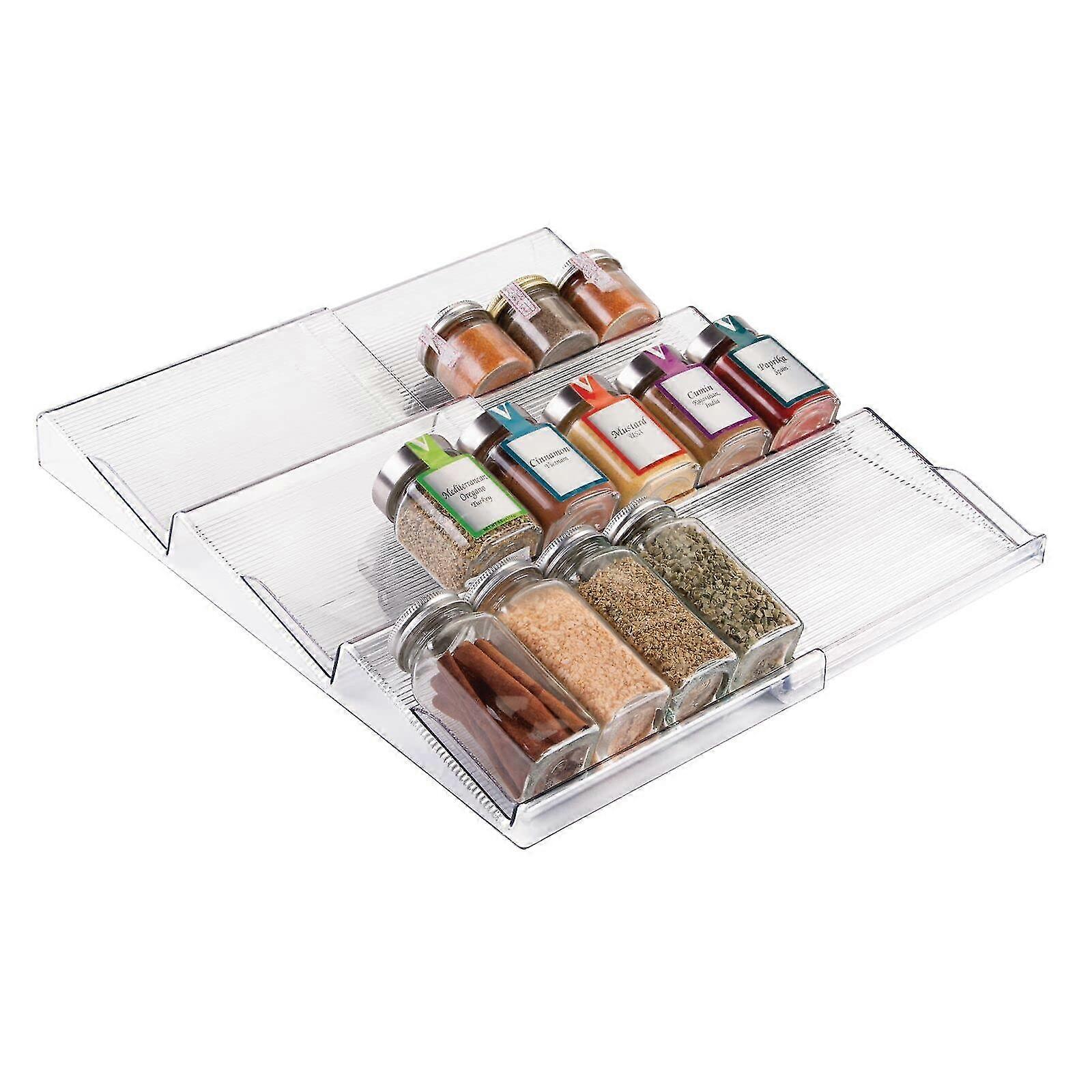 Expandable Plastic Condiment Rack Drawer Organizer