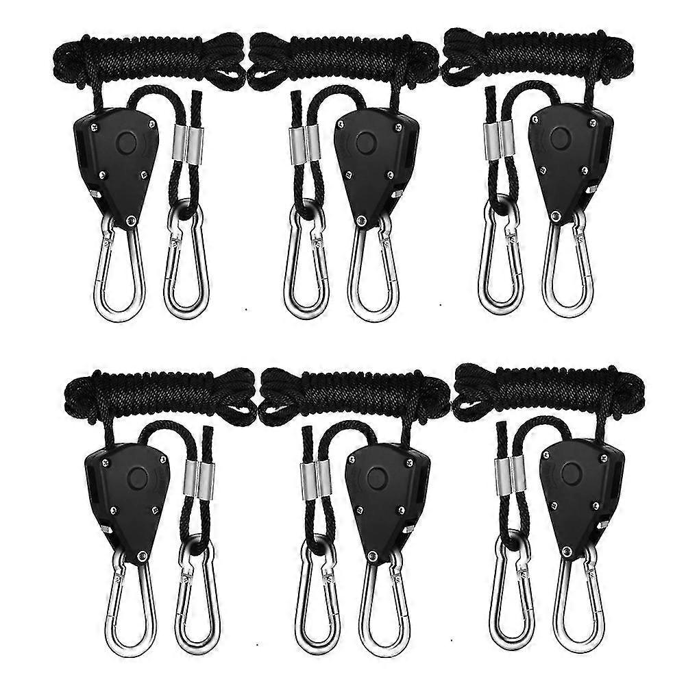 6pcs Adjustable 1/8inch Lanyard Hanging For Tent Fan Led Grow Plant Lamp Rope Ratchet Hanger Pulley