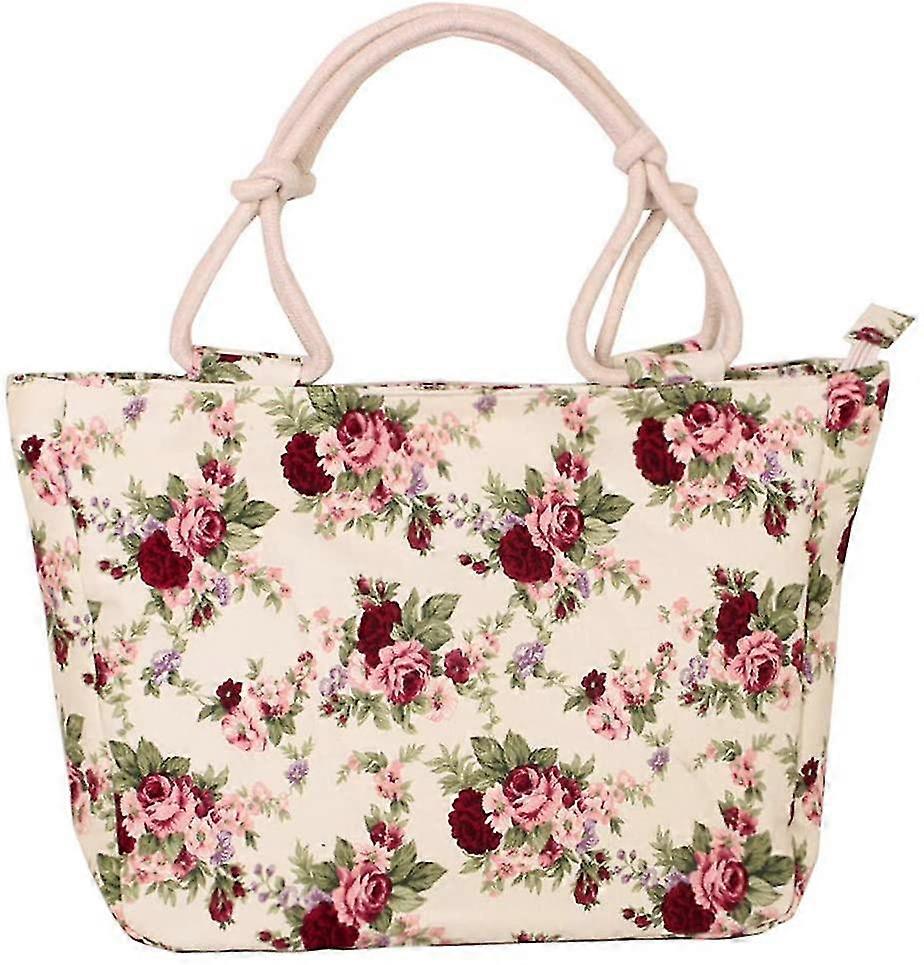 Lovely Ladies Canvas Wallets And Handbags, Large Capacity With Zipper, Red Big Flower Upgrade Version