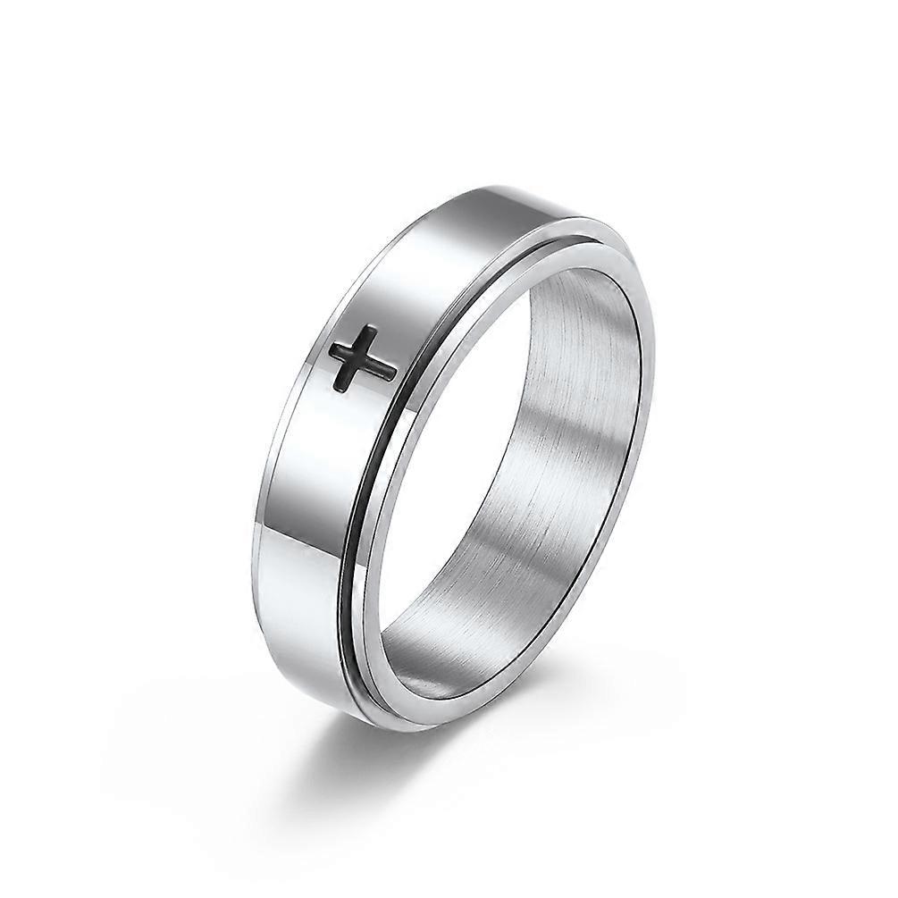 Titanium Steel Rotatable Ring Classic Cross
