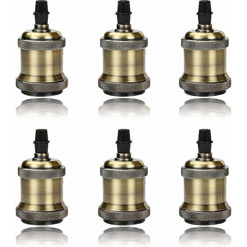 LED Lighting 6 Pack E27 Vintage Light Bulb Solid Ceramic Socket Lamp Holder Retro Edison Screw Light Bulb Adapter Socket, Bronze