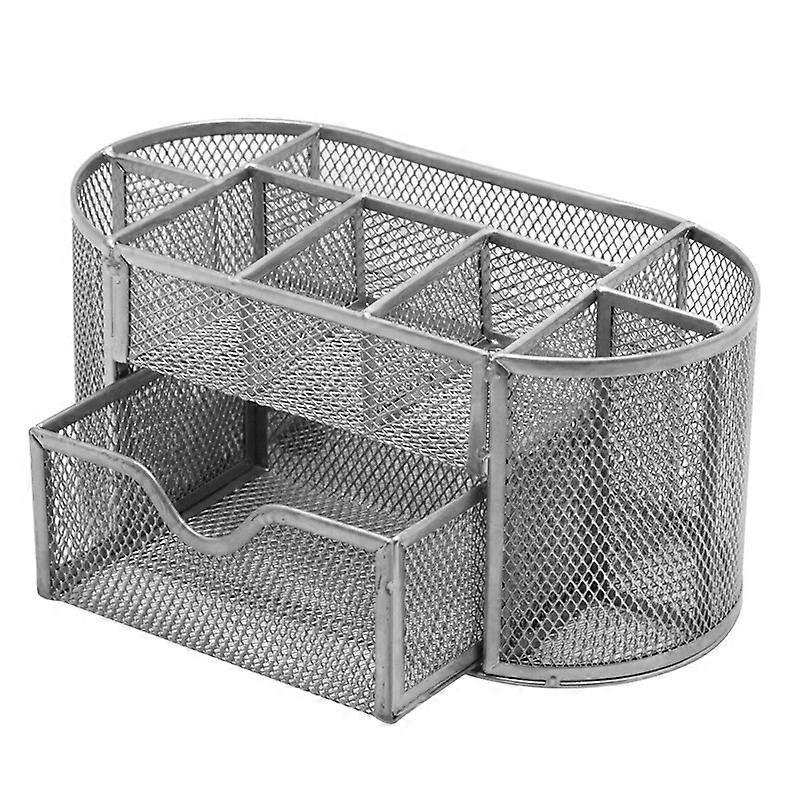 Metal multi-function creative multi grid split pen bucket drawer style nine grid desktop storage box