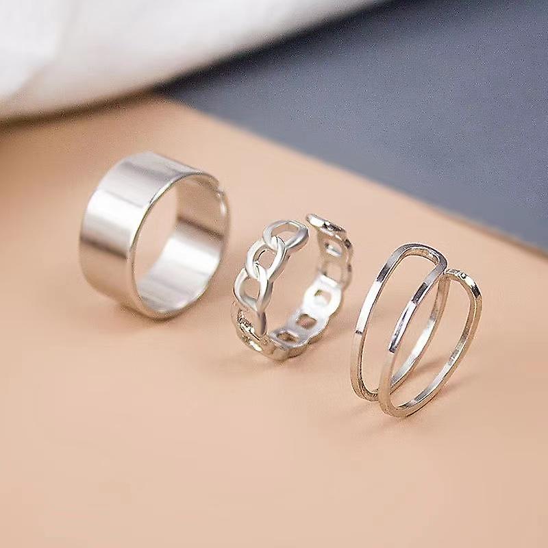 Ensemble de bagues Femelle Ins Mâle Marée Mode Personnalité Index Doigt Bague Niche Design Rétro Ouverture Réglable Queue Anneau