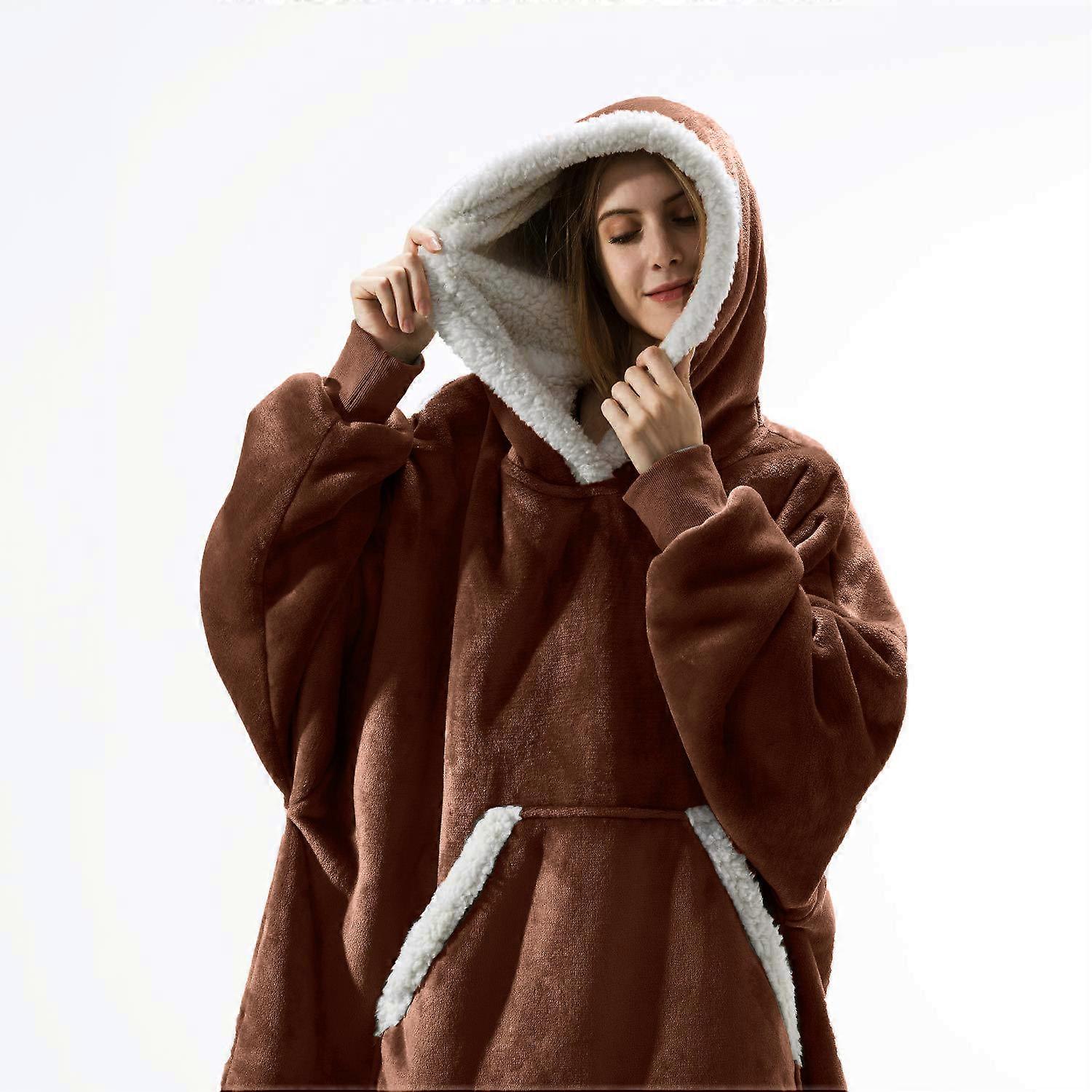 WJTG Herbst Und Winter Tragbare Lamm Samt Lazy Decke Männer Und Frauen Können Home Casual Plüsch Pullover # AvocadoJ