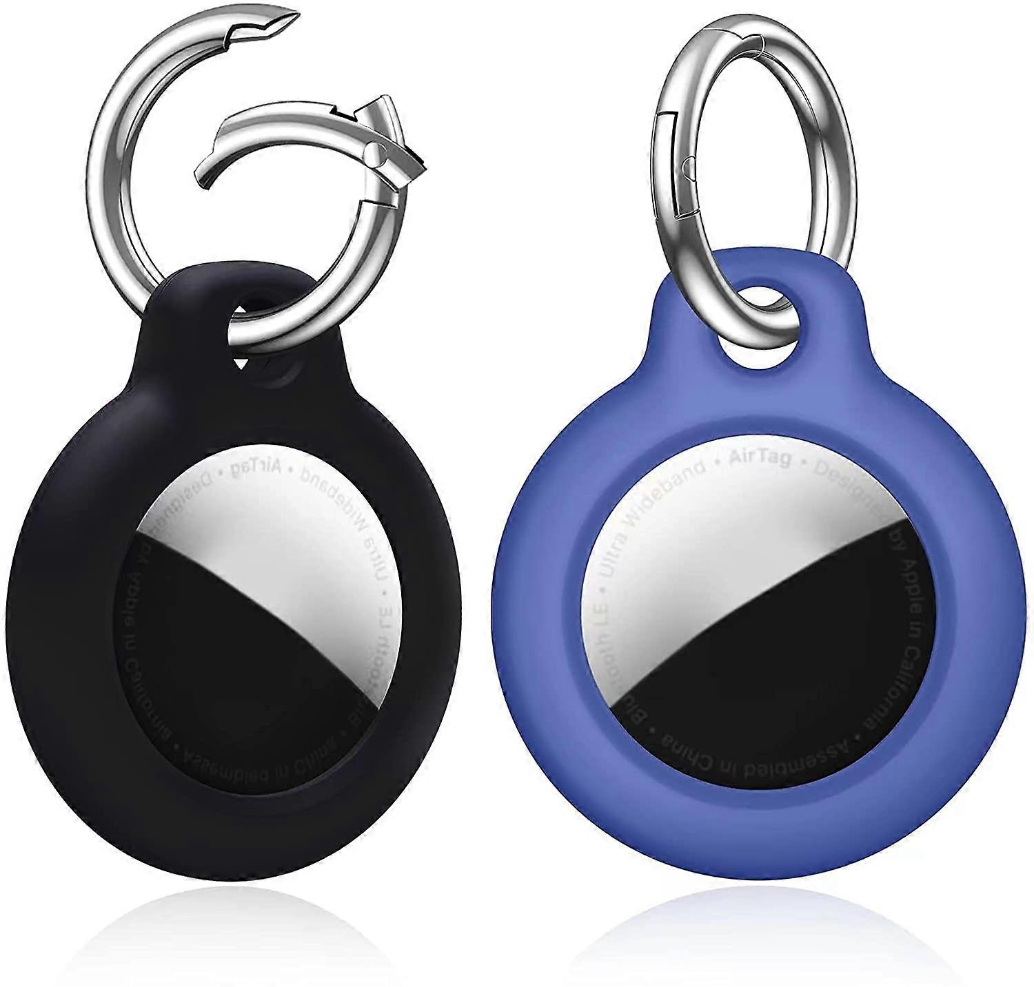 Suitable for Airtag Keychain [2 Pack] Case Compatible with Apple Airtag Case, GPS Air Tag Airtags Keychain (Black/Blue)