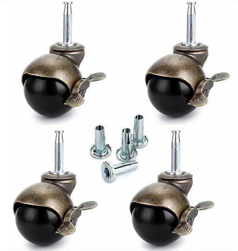 4 Pcs 40mm Stem Swivel Casters with Brake - Nylon