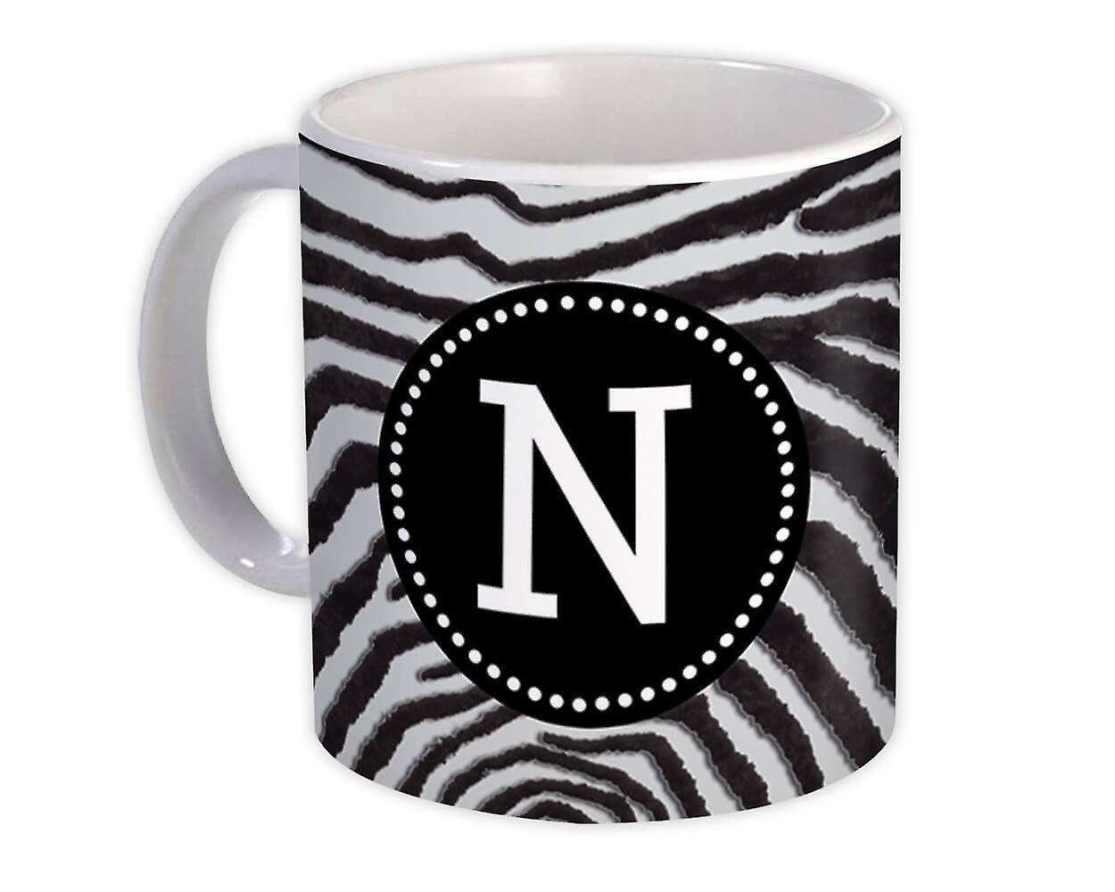 Gift Mug: Monogram Letter N Zebra