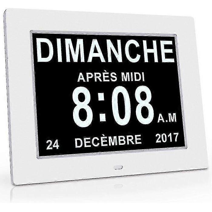 Calendar Clock Alarm Auto Dimming For Elderly / Alzheimer's And Children White