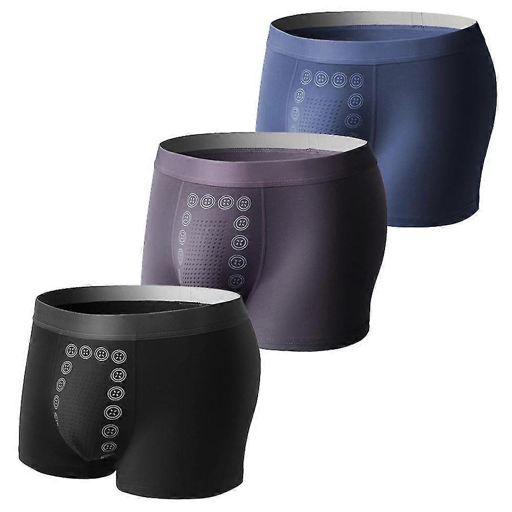 3pcs/set Magneticeft Energy Field Therapy Men's Boxer Shorts Antibacterial Comfortable Underwear -c