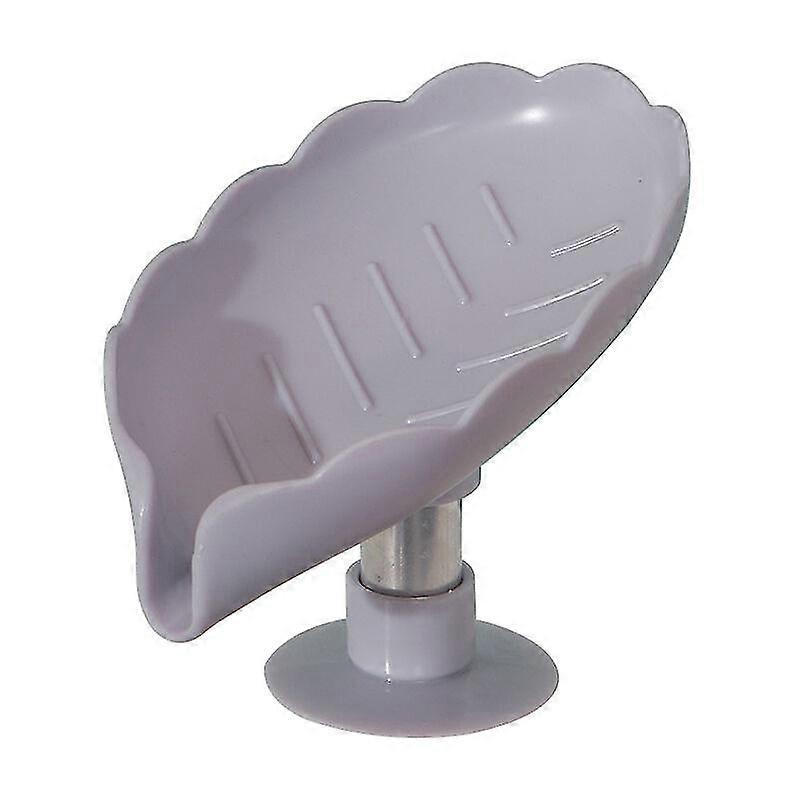 Leaf Shaped Soap Dish Abs Self Draining Creativity Soap Box (gray)