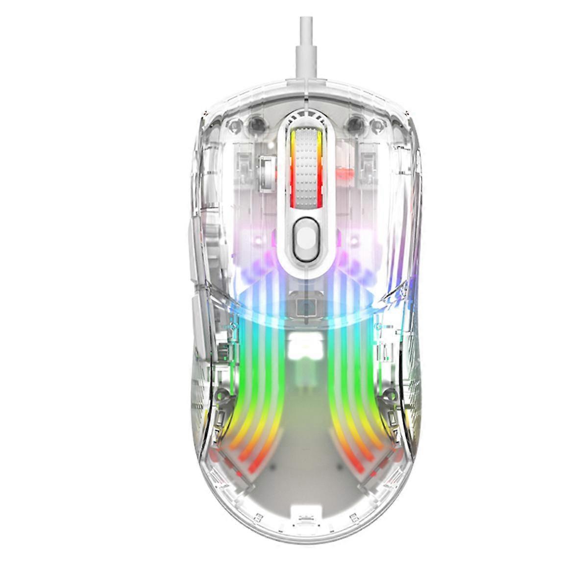 XYH10 Wired Transparent Gaming Mouse for Computer/Laptop 7200Dpi PC Mice-White