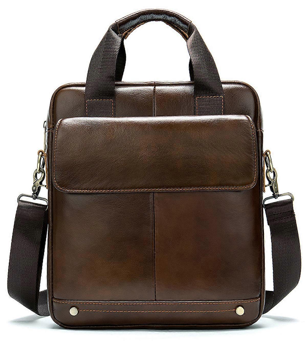 Men Leather Shoulder Bag Satchel Bag Multi Pockets with Handle