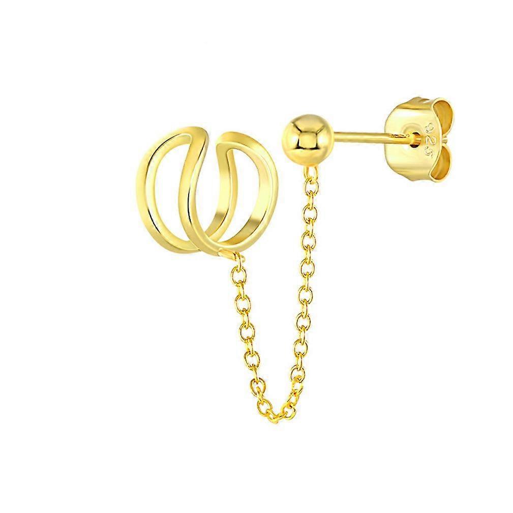 Ear Clips Single Chain Tassel Bean Golden S925 Studs Eardrops for Birthday Gift