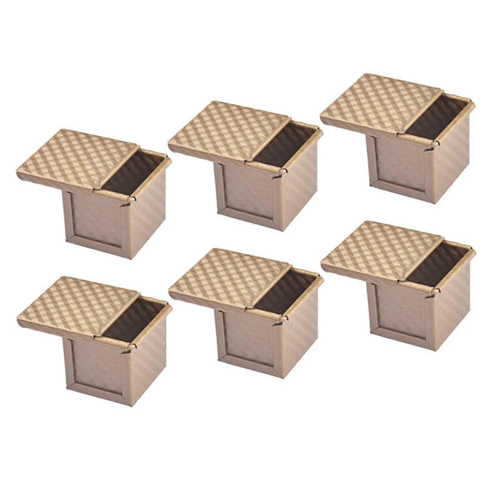 6x Square Loaf Pan With Lid Toast Mold Bread Pan Loaf Pan With Cover Non-stick Mini C