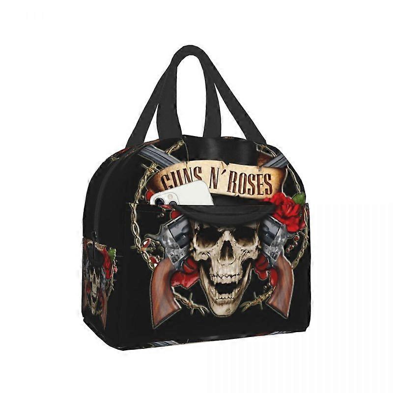 Guns N Roses حقيبة غداء طفل المرأة العزل المحمولة للماء نزهة كول حقيبة الإفطار المدرسة حقيبة طعام قابلة لإعادة الاستخدام صناديق الغداء وحقائب اليد