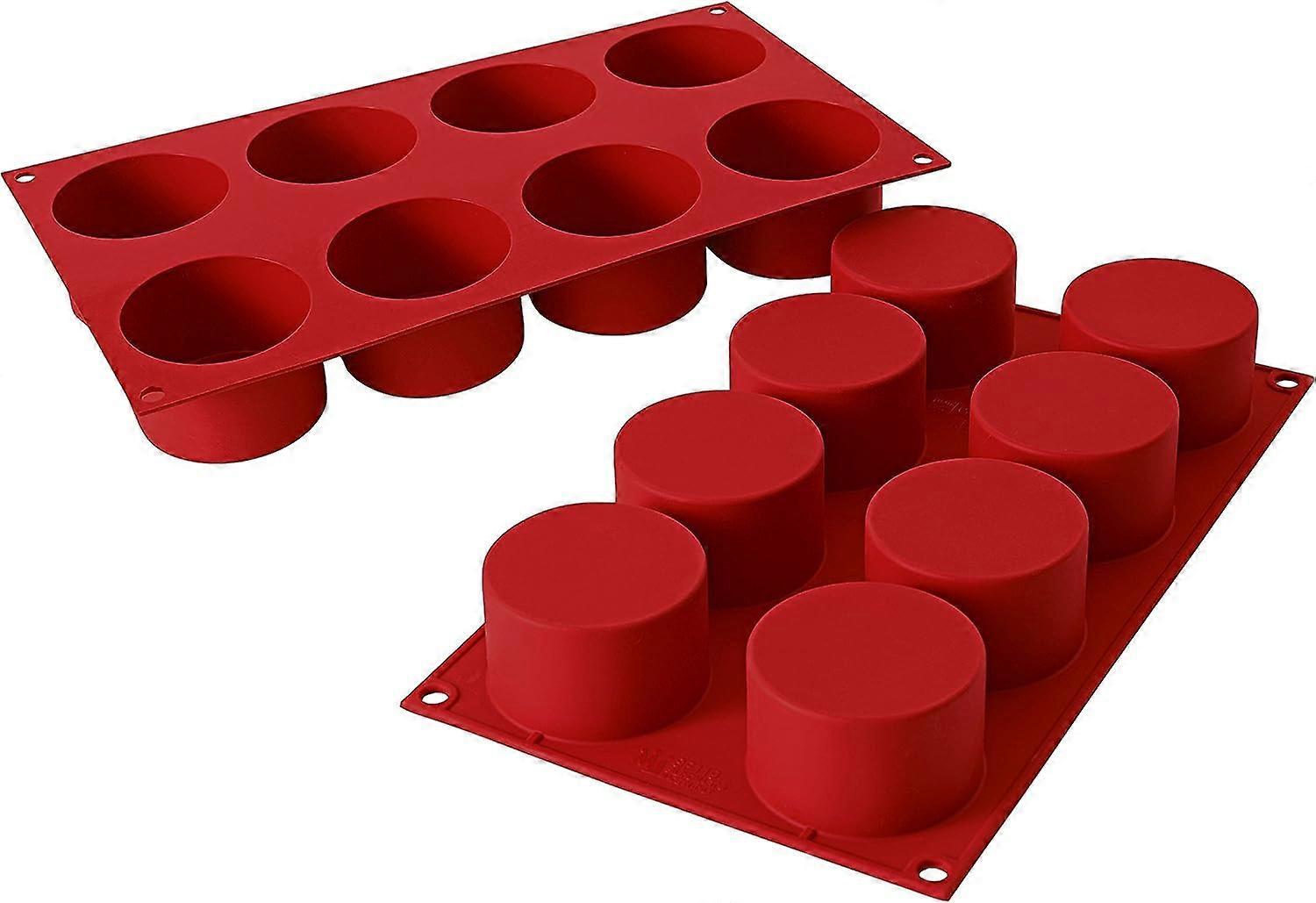 8 Cavity Silicone Clay Cylinder Shape Red (1pc)