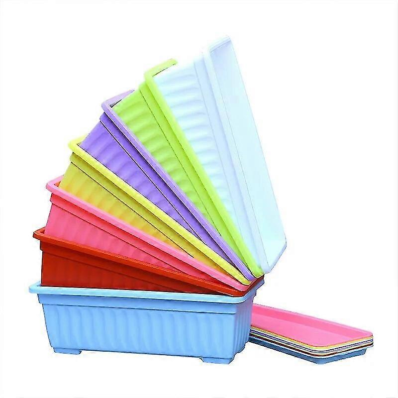 Excellent Rectangular Flowerpot With Tray Pp Resin Window Outdoor Planters Garden Vegetables Container Balcony Pots 43x19x14cm
