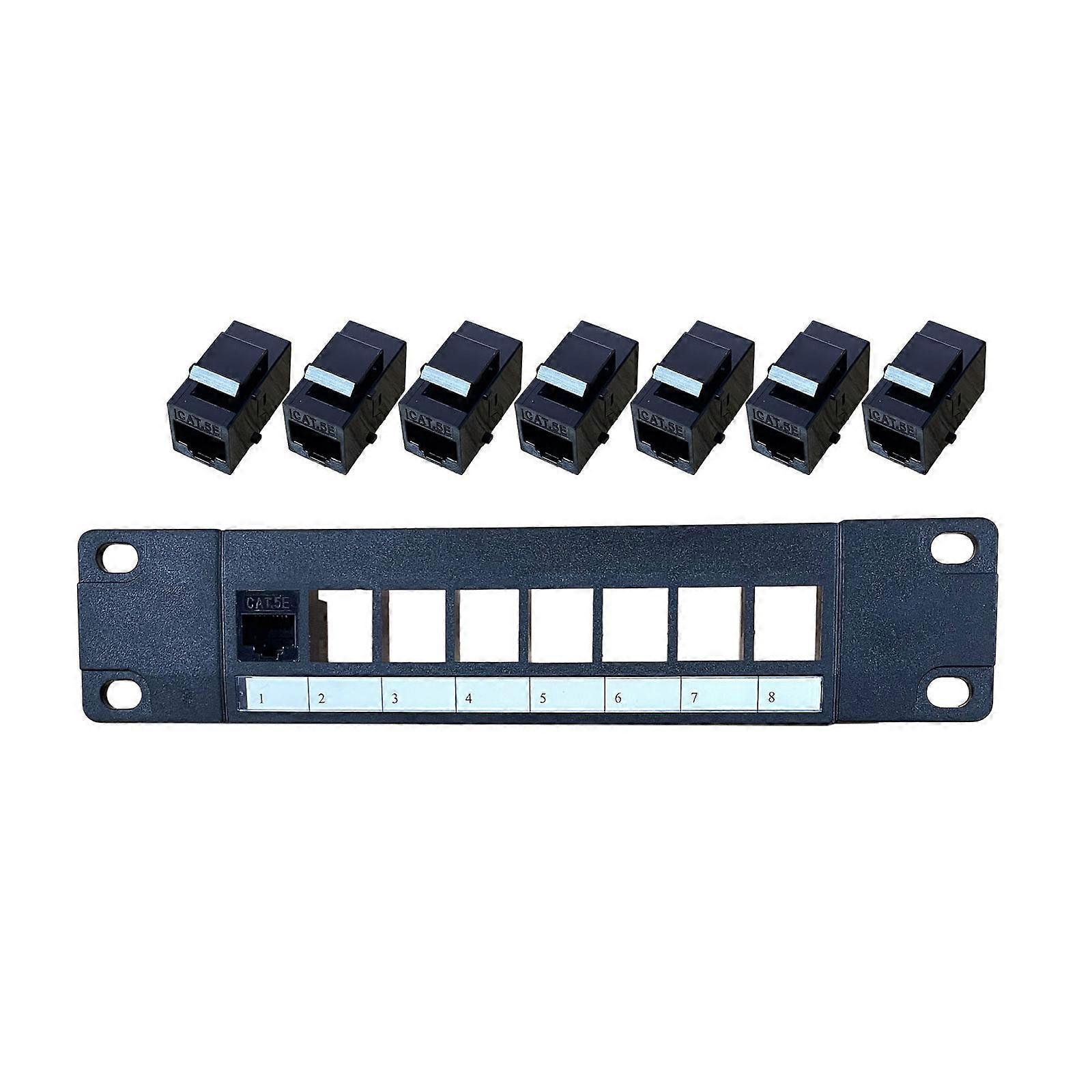 8-portars CAT5e oskärmad patchpanel rackmonterad 8 x Gigabit RJ-45 Ethernet-portar