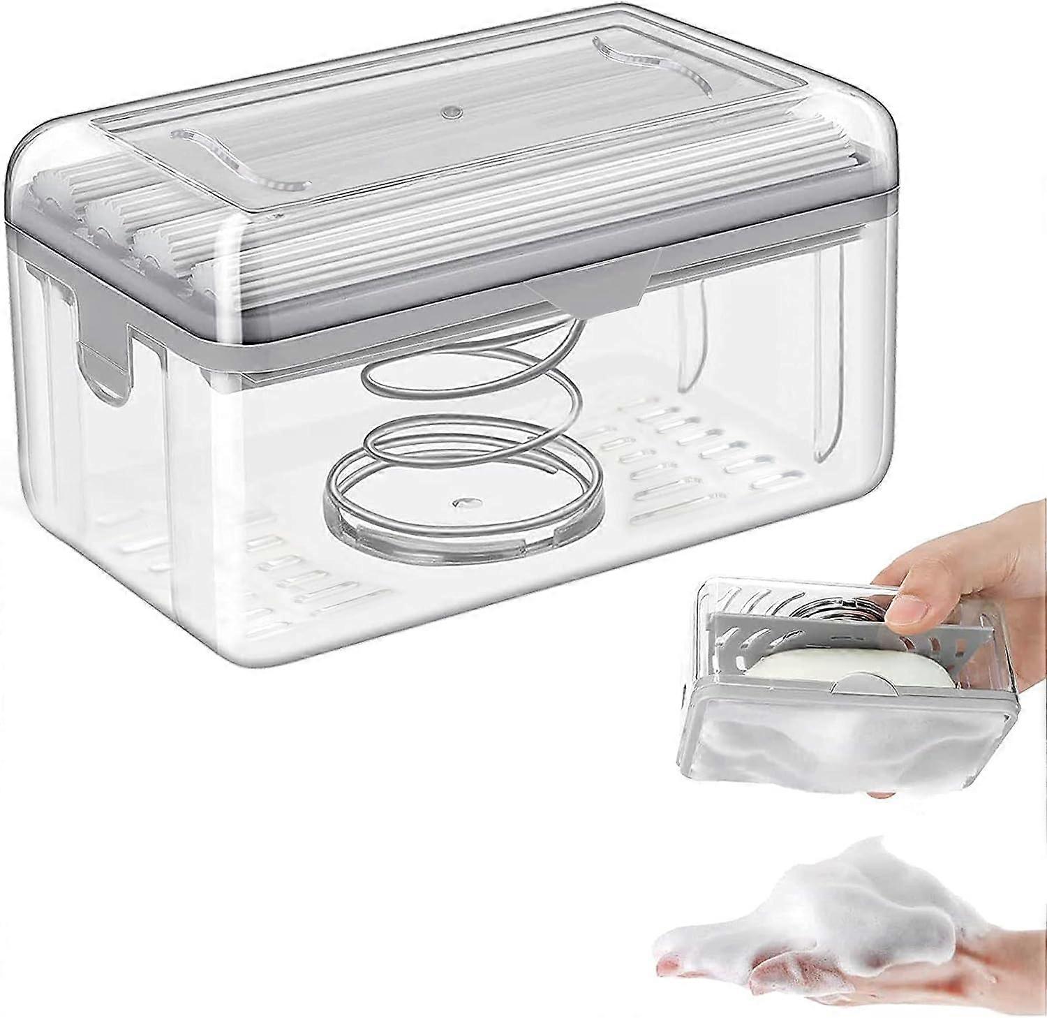 Soap Dish with Drain Multifunctional Soap Dish Soap Cleaning Storage Foaming Box for Home Bathroom Kitchen Keep Soap Dry& Easy to Clean