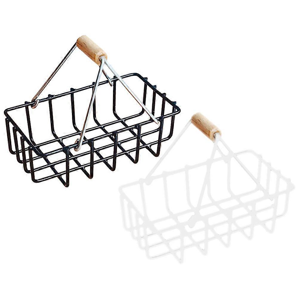 2pcs Doll House Basket Decors Mini Baskets Simulation Miniature Basket Models