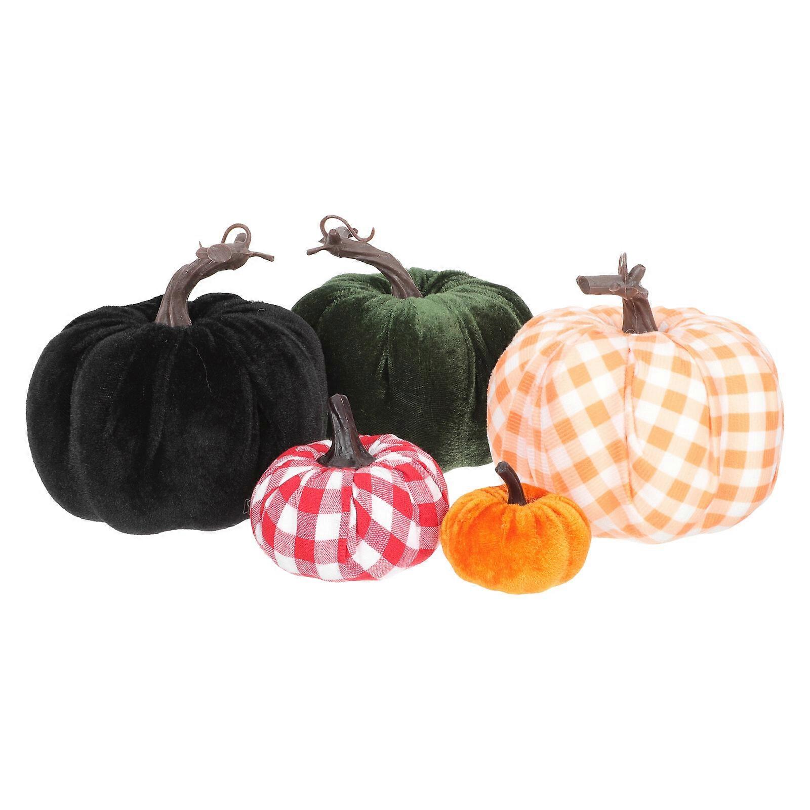 5pcs Artificial Pumpkin Decors Simulated Pumpkin Ornaments Desktop Layout Decors