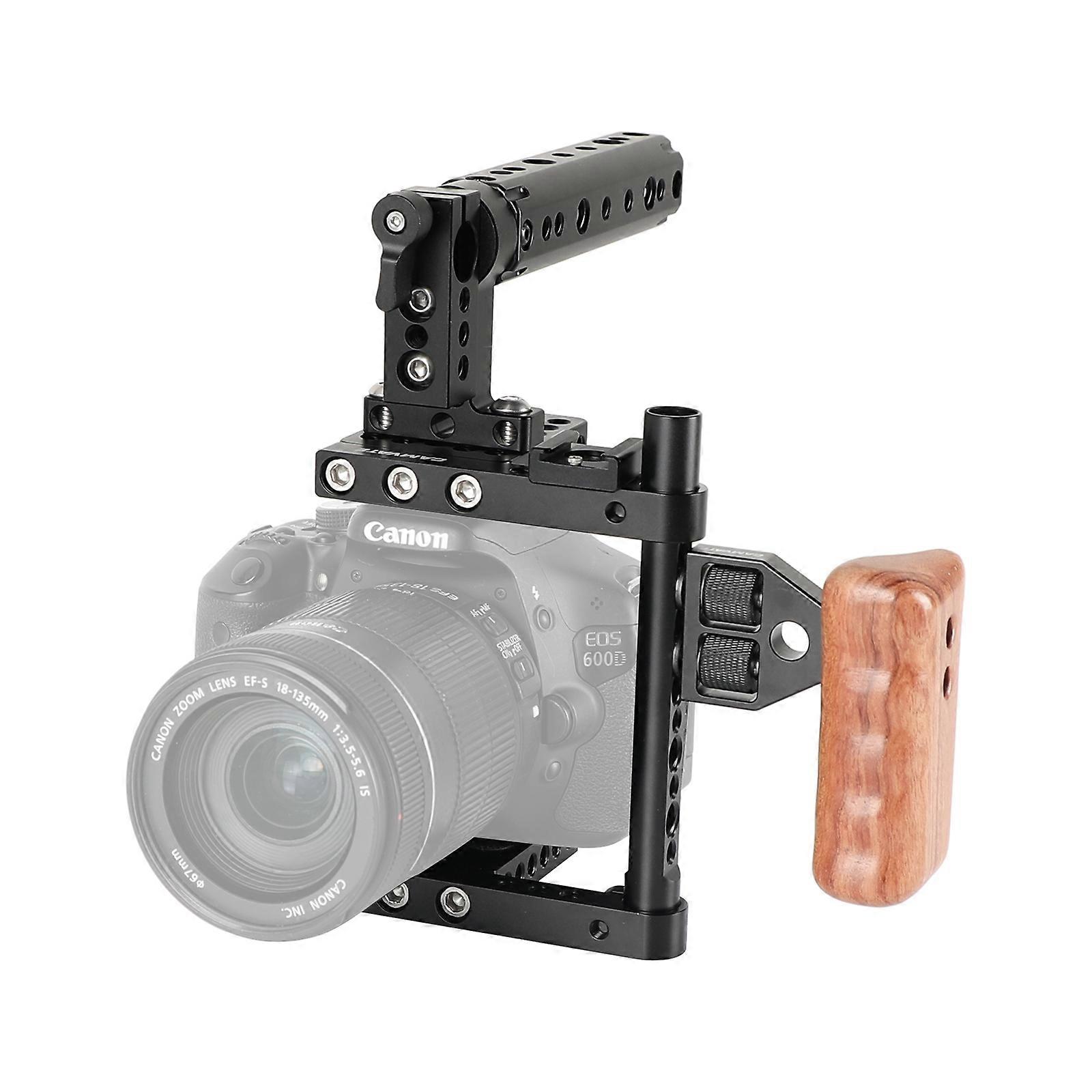 Lanxri Camera Cage Rig w/Top Handle Tripod Mount Plate for Canon Nikon Sony Panasonic