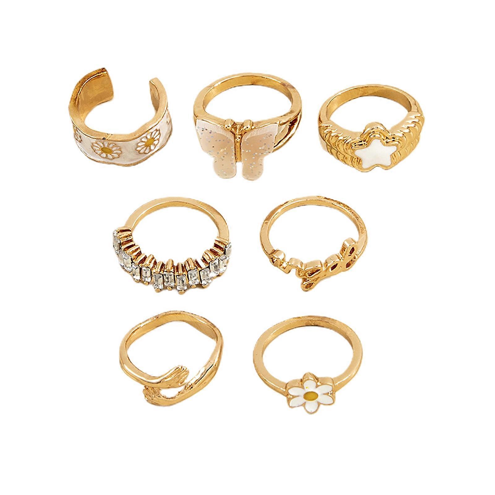 7Pcs Knuckle Rings Butterfly Gothic Women Exquisite Stackable Finger Rings Jewelry Gifts