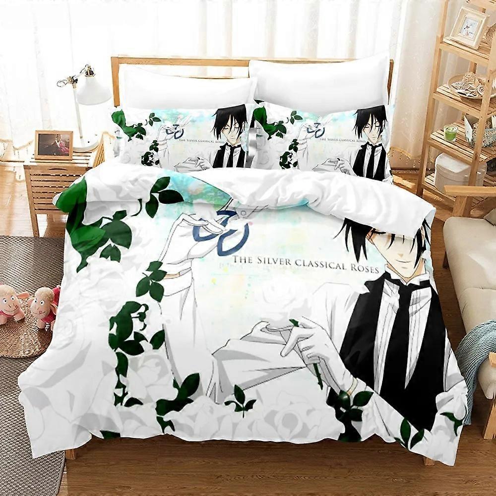 a827 Sengetøj Anime Sort Butler Sengetøj Cool Sebastian Ciel Dakimakura Sengelinned Sæt Voksen Dynebetræk Dobbelt mikrofiber Sengebetræk3-delt sengetøj