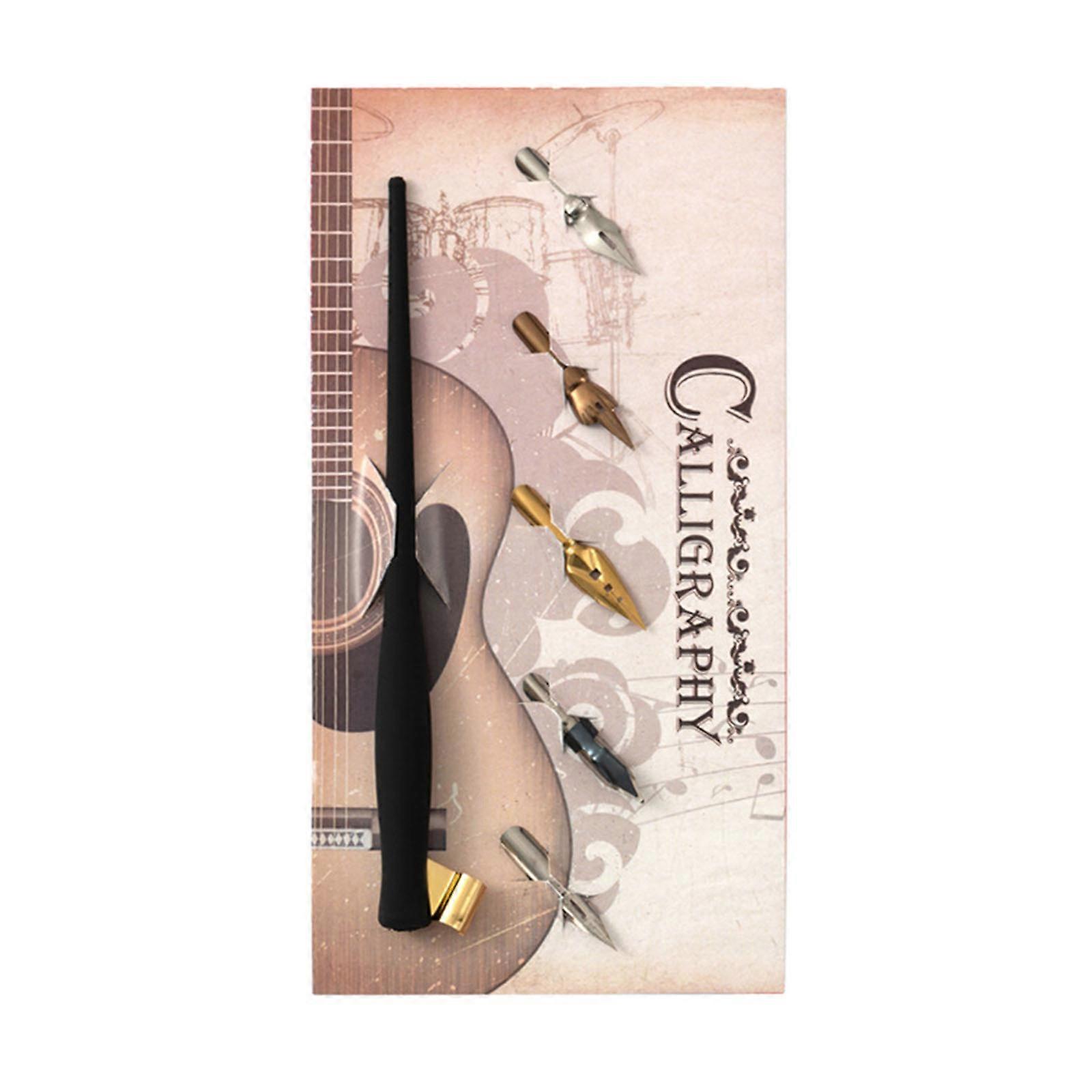 Antique Dip Pen Set 5 Replacement Nibs Wooden Calligraphy Pen Kit for Beginners