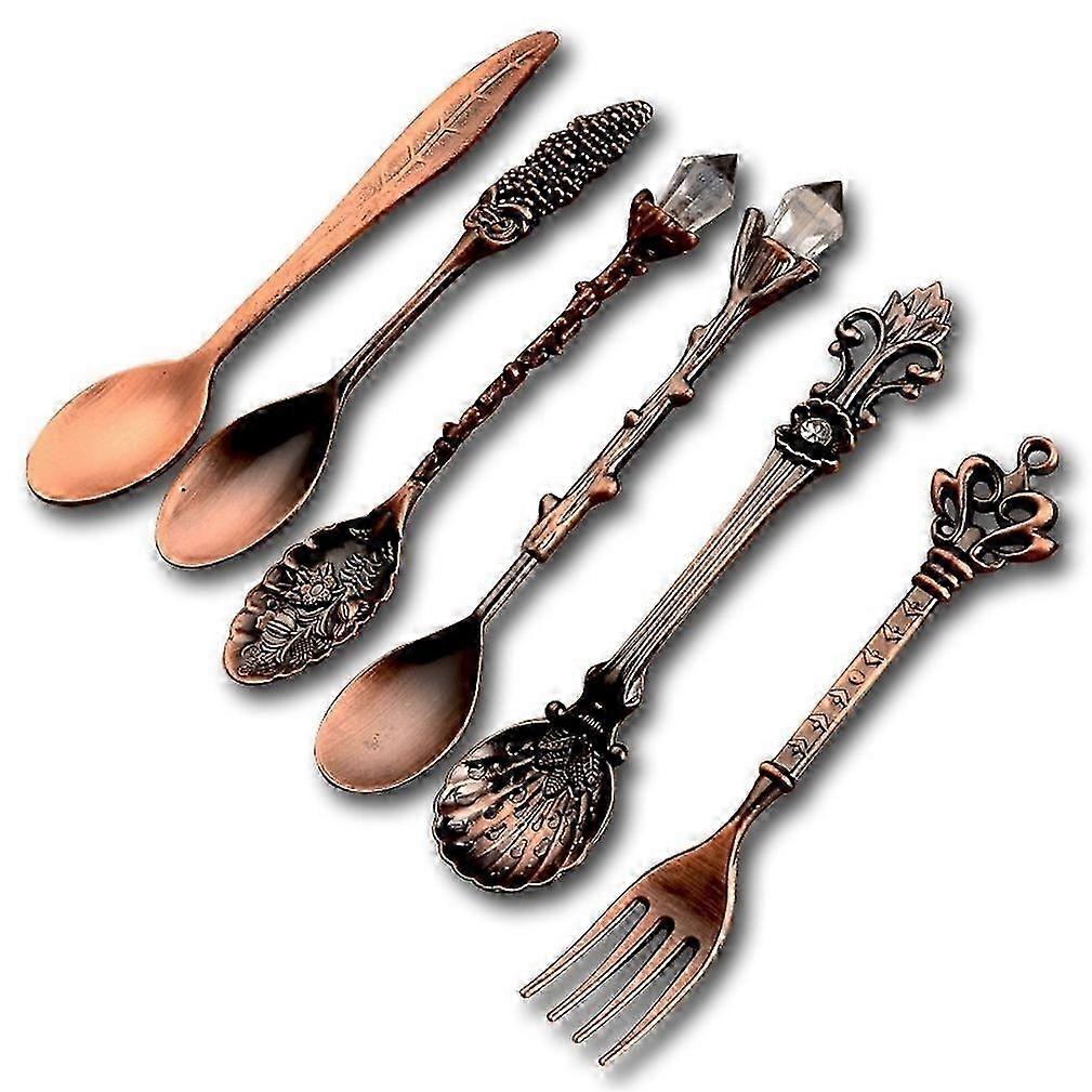 6pcs Cutlery Set Tableware Retro Spoons Fork Aço Inoxidável