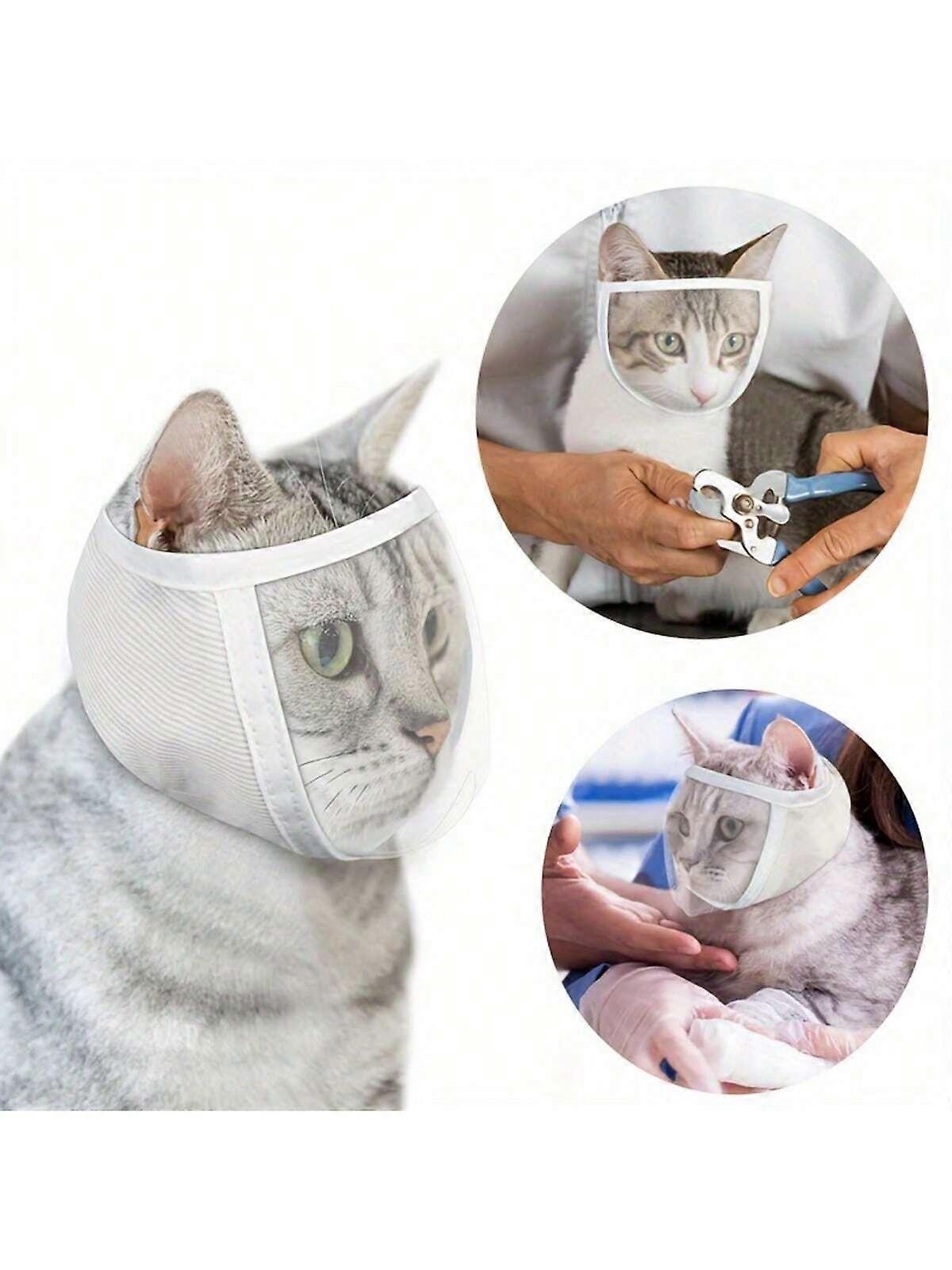 1PC Adjustable Transparent Cat Anti-Bite Mask - Breathable Mesh, Bite & Chew Prevention, Ideal For Grooming And Bathing
