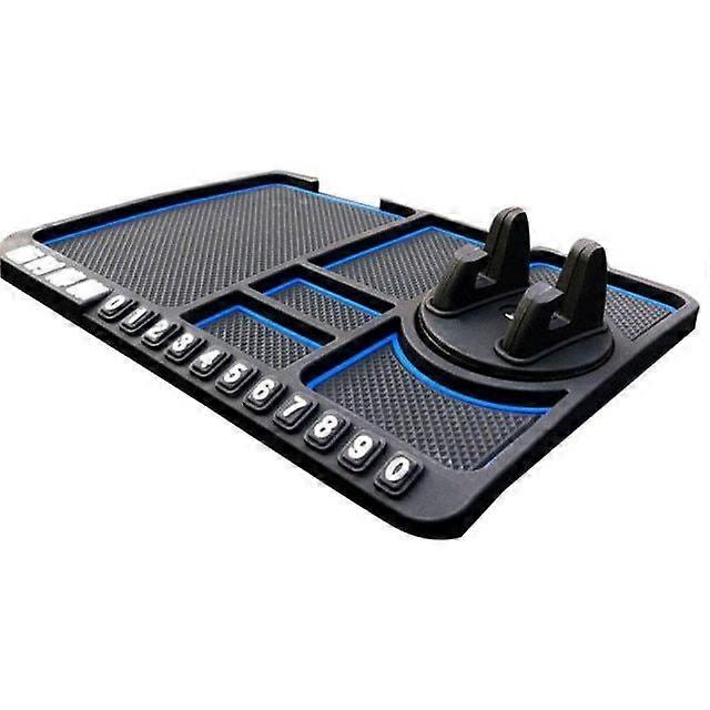 4 In 1 Car Anti-Slip Mat Silicone Dashboard Sticky Phone Holder Mat Blue
