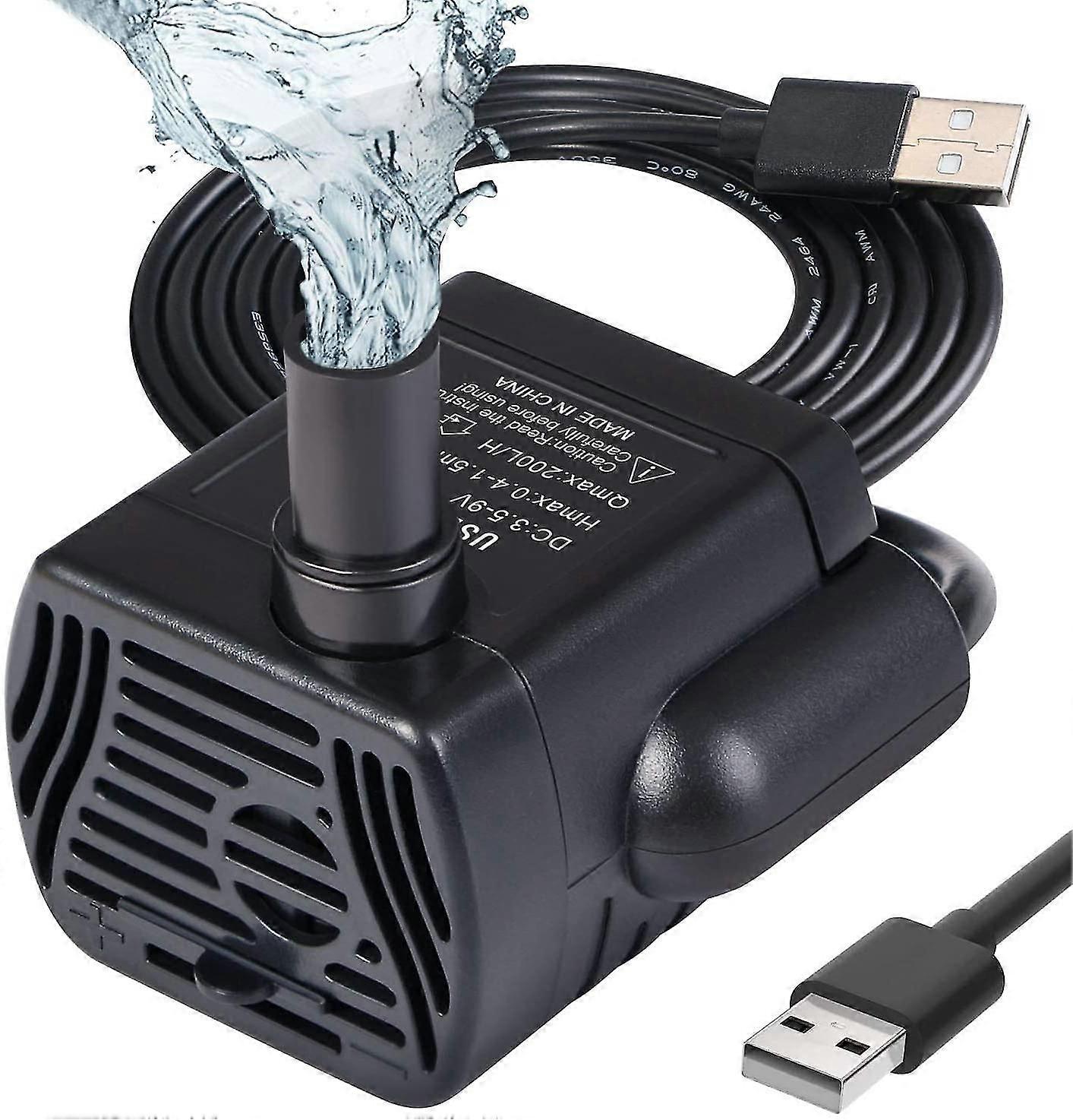 مضخة مياه غاطسة ، مضخة حوض السمك قابل للتعديل 200 لتر / ساعة 3W فائقة الهدوء كاتيت USB مضخة لبركة خزان الأسماك نافورة خزان الأسماك 1.4m الحبل