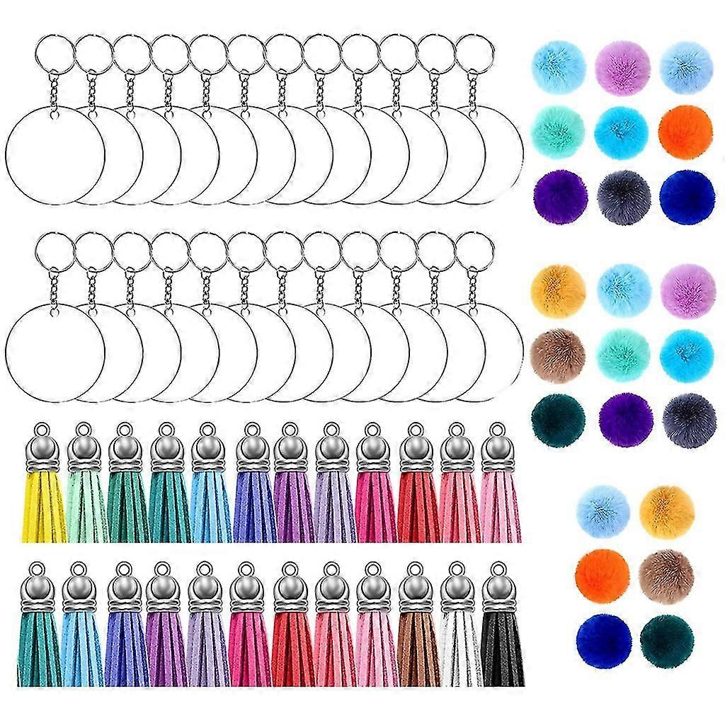 Acrylic Keychain Blanks Set for Vinyl Transparent Blank Keychains with Tassel
