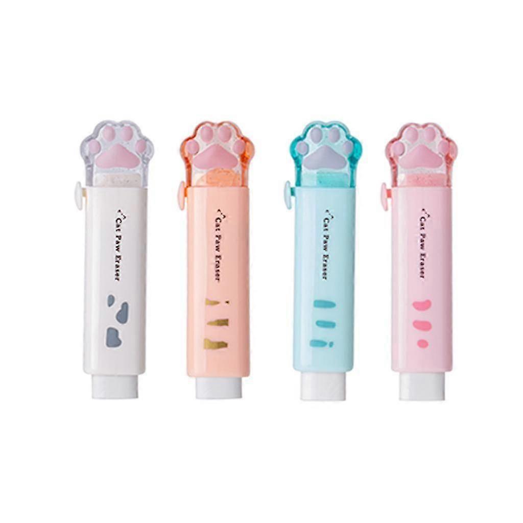 4/Set Cat Claw Pencil Erasers Colored Push-pull Eraser School Drawing Eraser