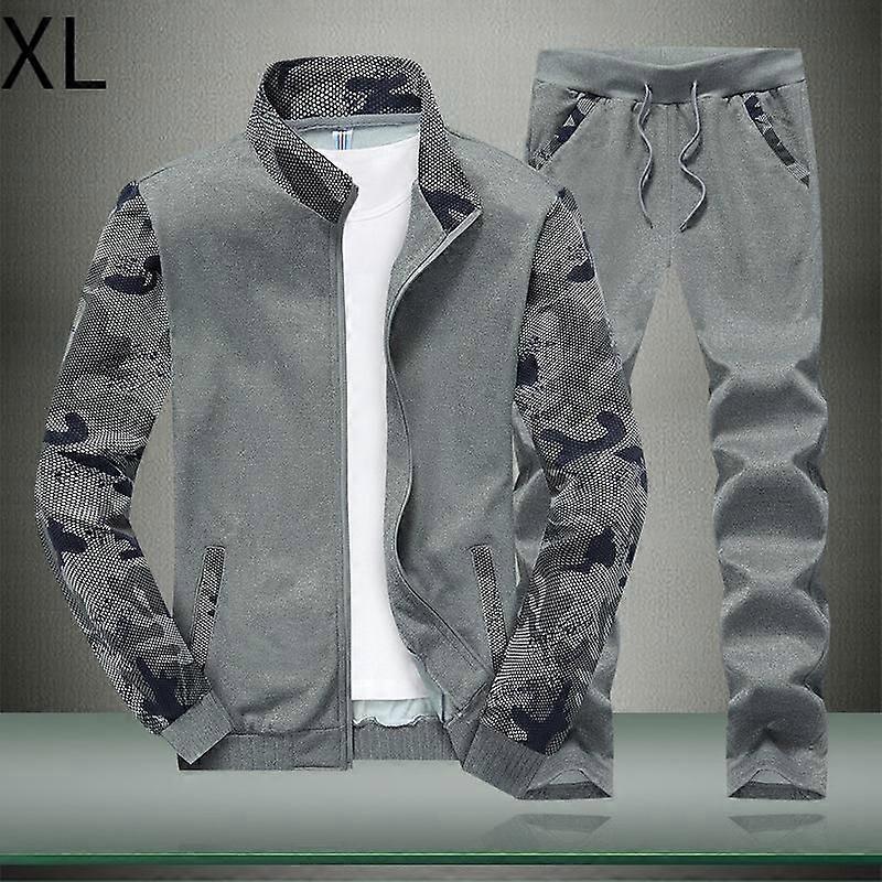 Men's Sportswear Camo Full Zip Jogging Tracksuit Sports Sports Suit With Zipper Pockets XL