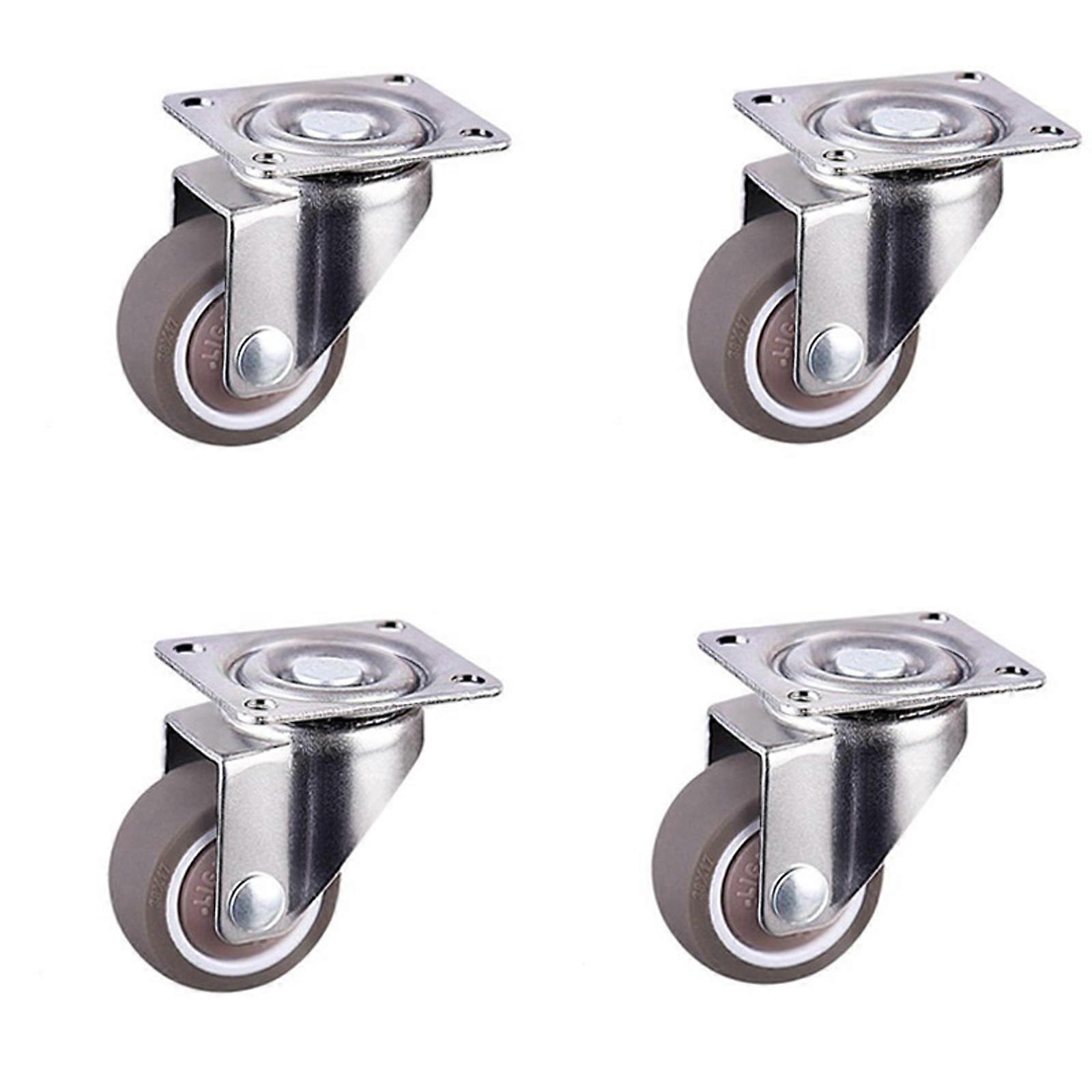 Rodas de rodízio TPR de 1,5 polegadas com freio - Pacote com 4, giratório silencioso para plataforma