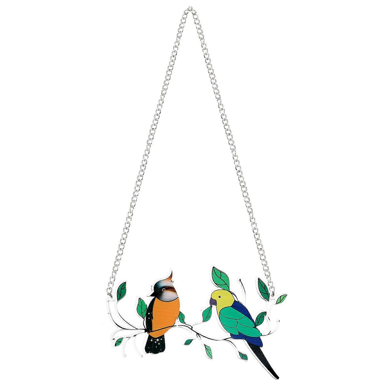 Multicolor Birds On Wire Acrylic Window Ornament