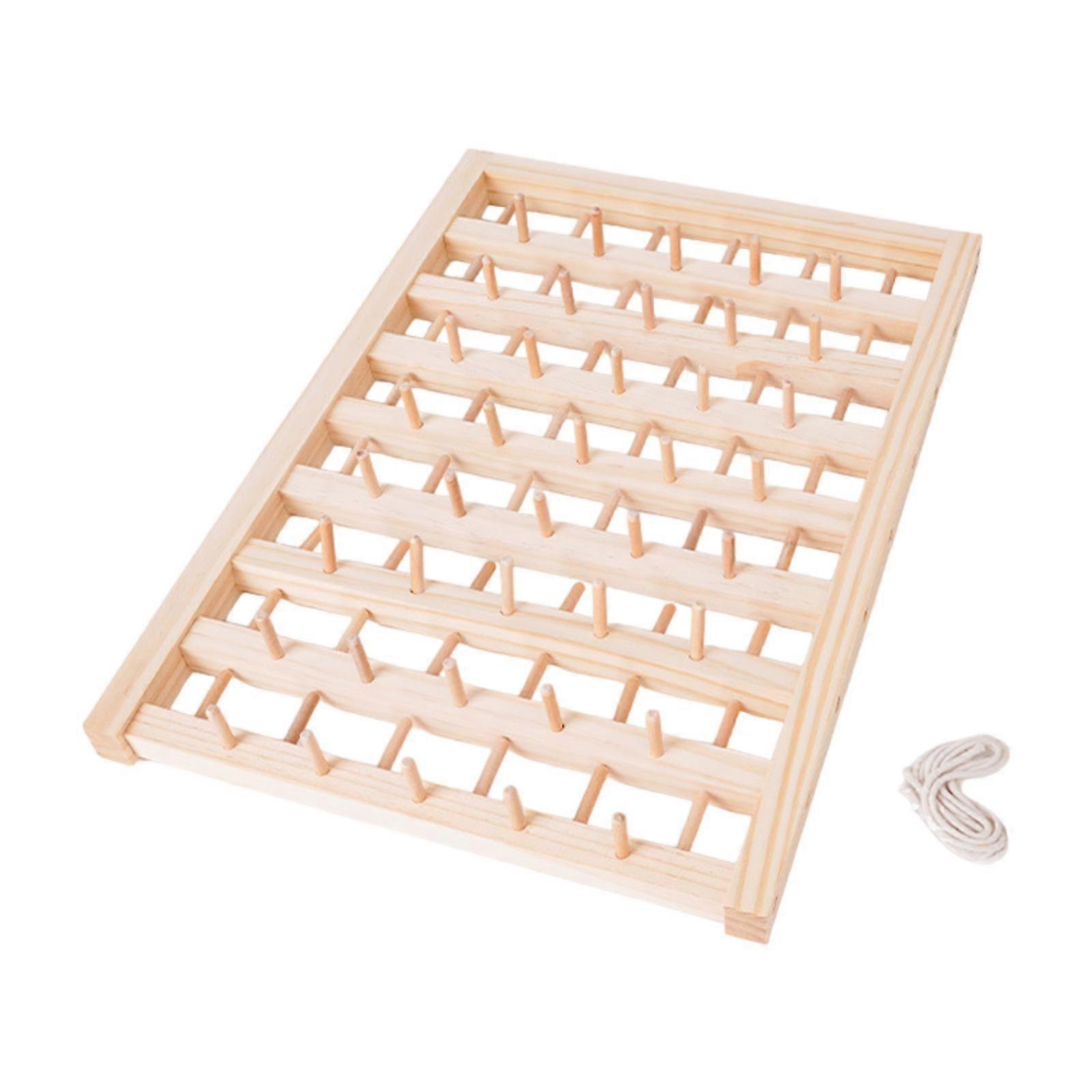 Thread Rack Embroidery Thread Organizer Large with Hanging Hooks Solid Wood