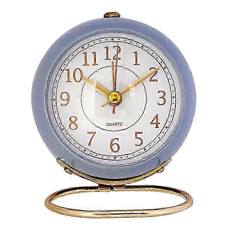 小さな置時計、クラシックな卓上子供部屋アナログ目覚まし時計電池式卓上時計寝室のリビングルームキッチン屋内装飾-青