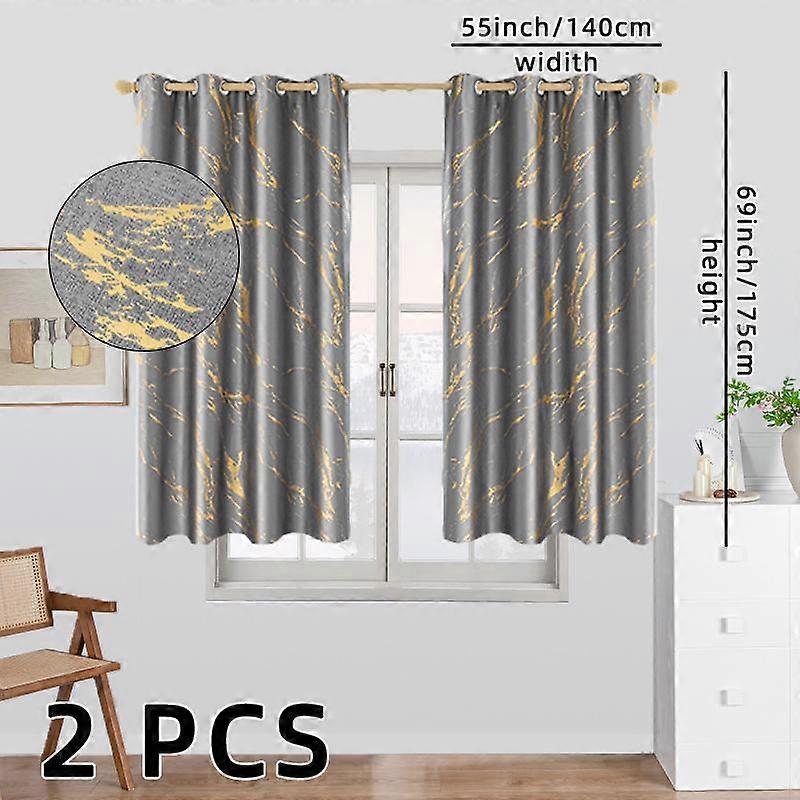 2st guldfolie tryckt marmor grå mörkläggningsgardiner, för sovrum kök vardagsrum, heminredning, rum inredning