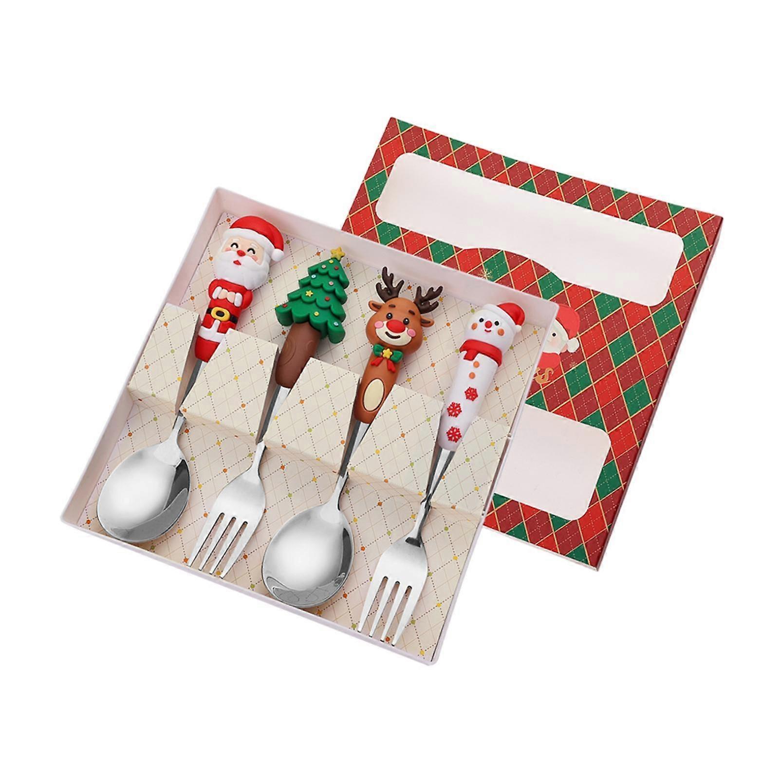 Christmas Spoons Forks Set,Stainless Steel,Dessert Spoons Forks,Tea Spoons