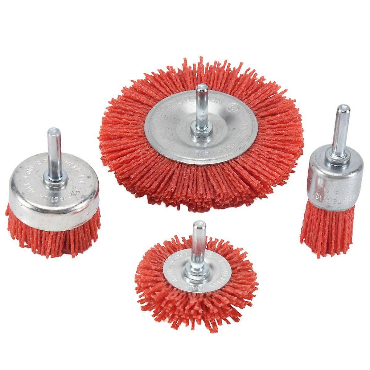 4Pcs Nylon Abrasive Brush Kit for Drill Tool with 1/4 Inch Shank