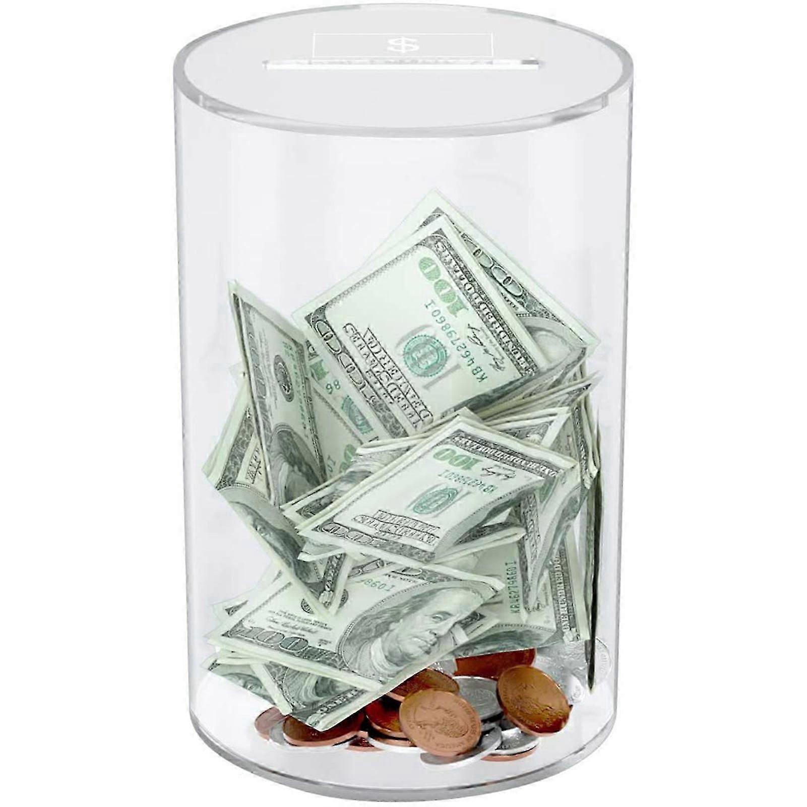 Transparent Acrylic Piggy Bank Durable Material Visible Viewing for Collecting Cash Saving Box