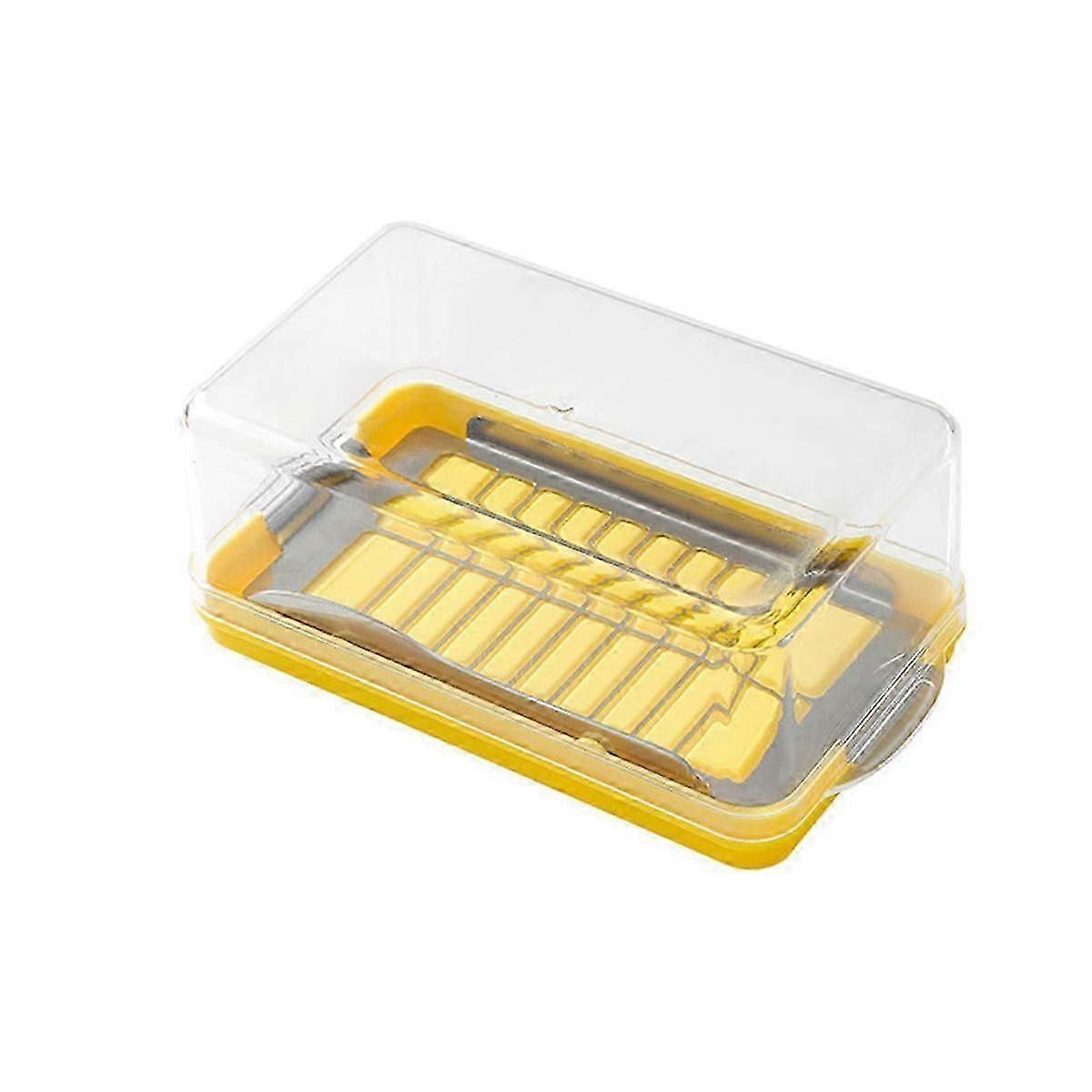 Butter Cutting Storage Box Time-Saving Butter Slicer Refrigerated Butter Container with Stainless Steel Cutter Large