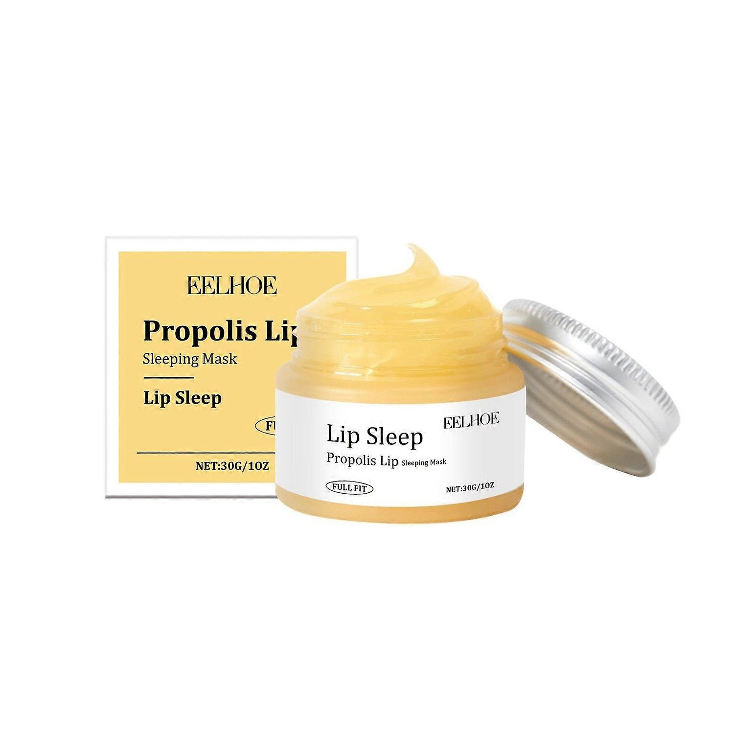 Hydrating Lip Care Balm for Dry Chapped Lips, Propolis Lip Sleeping Mask with Avocado Oil, Honey Lip Butter, Nourishing Lip Moisturizer Gentle Exfolia
