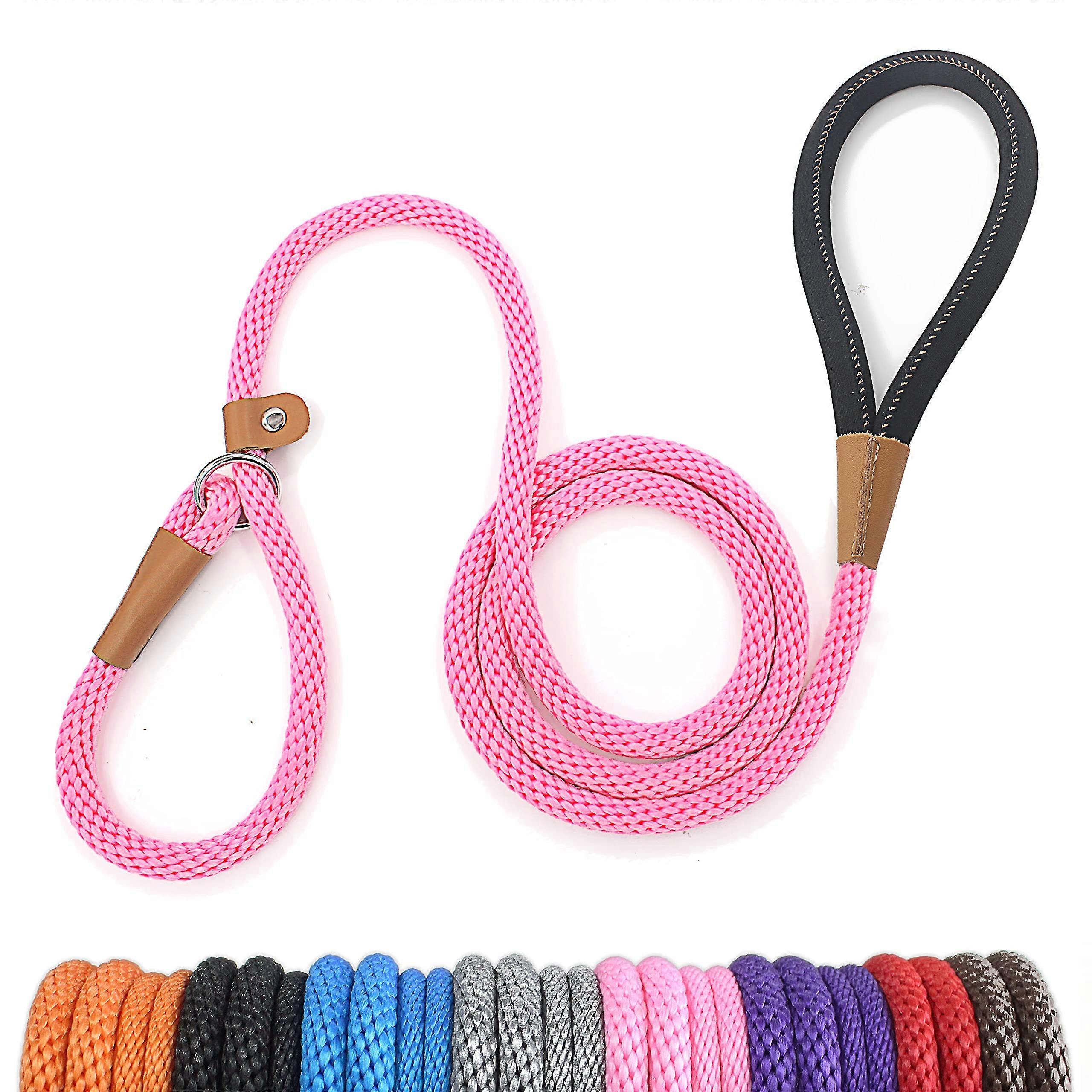 Dog Leash Slip Lead 5 6 8 FT Heavy Duty Braided Training Leash for Small Medium Large Dogs No Pull Design